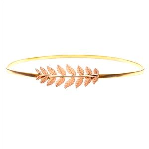 Gold Skinny Metallic Leaf Decoration Belt
